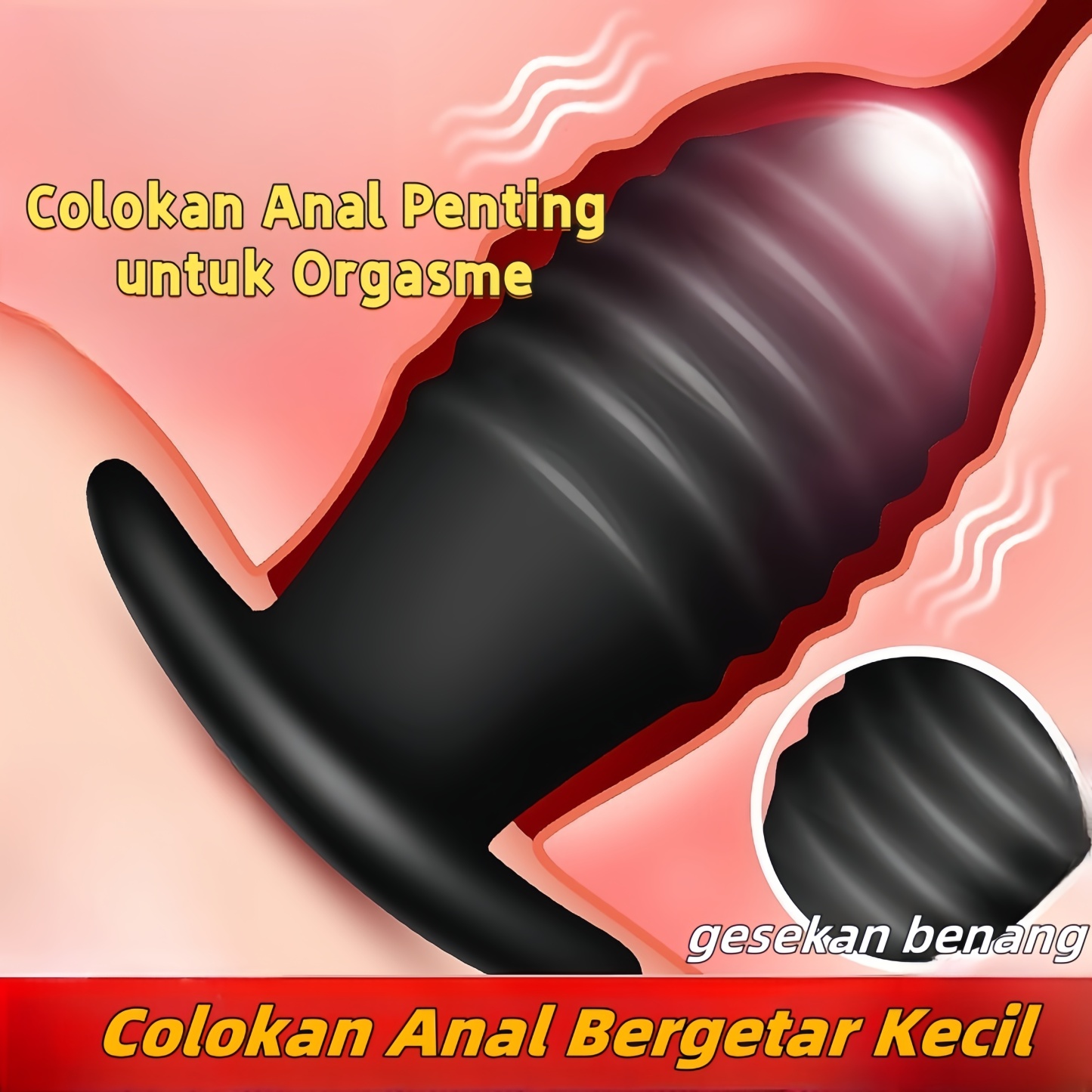 Mini Vibrator Anal Plug dengan Mode Getaran Dapat Diatur Tahan Air Silikon Body Safe Panjang 5cm Diameter 2cm Baterai 2xAG13 Bonus Pelumas 8ml