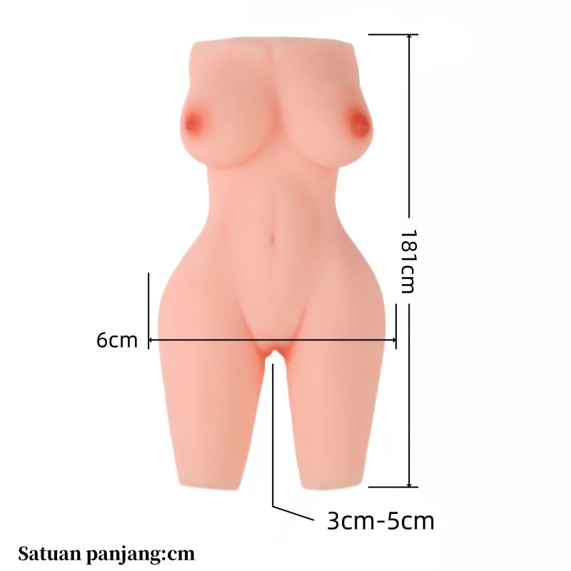 （DF-39）Boneka mainan silikon untuk pria, meniru tubuh wanita yang ramping dengan dua lubang.