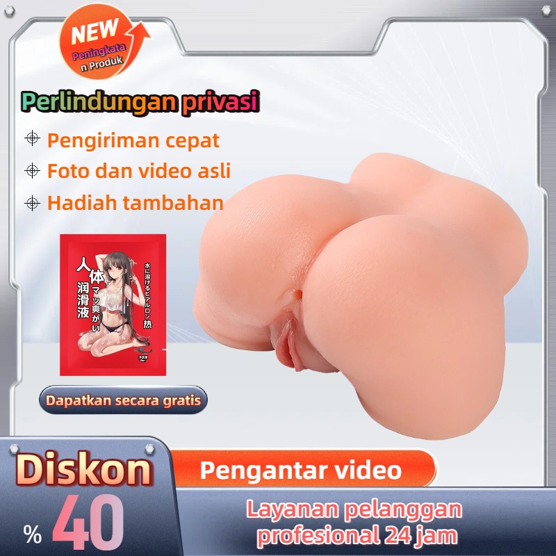 Mainan Anal Silikon Dua Lubang Realistis untuk Pria Bahan Premium Elastis Kontraktil Panjang 17cm Diameter 15cm Tinggi 10cm Bonus Pelumas 8ml