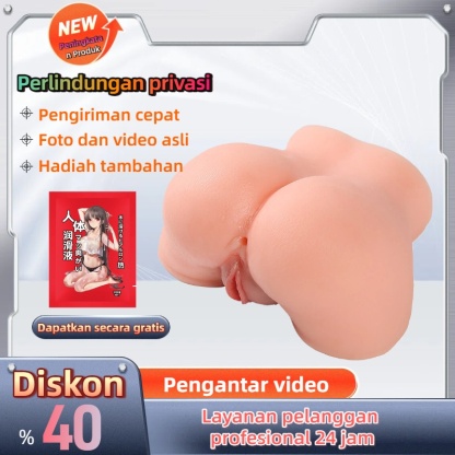 Mainan Anal Silikon Dua Lubang Realistis untuk Pria Bahan Premium Elastis Kontraktil Panjang 17cm Diameter 15cm Tinggi 10cm Bonus Pelumas 8ml