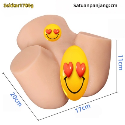 Mainan Anal Silikon Dua Lubang Realistis untuk Pria Elastis Panjang 20cm Diameter 17cm Tinggi 11cm