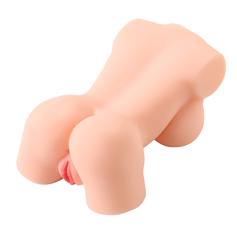 Mainan silikon untuk pria, meniru bentuk tubuh wanita dengan dua lubang.