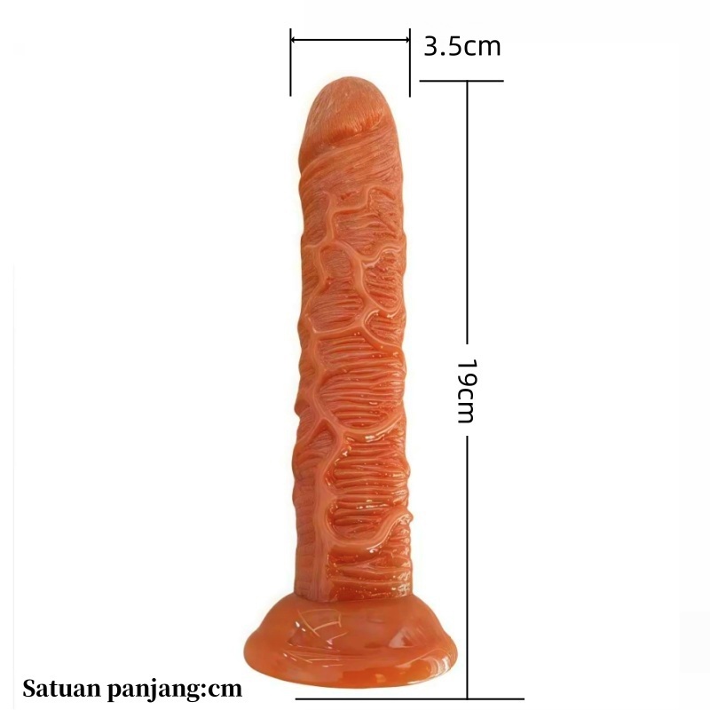 Dildo Realistis Silikon Lembut Premium Body Safe Panjang 19cm dengan Pengisap Kuat dan Bonus Pelumas 8ml