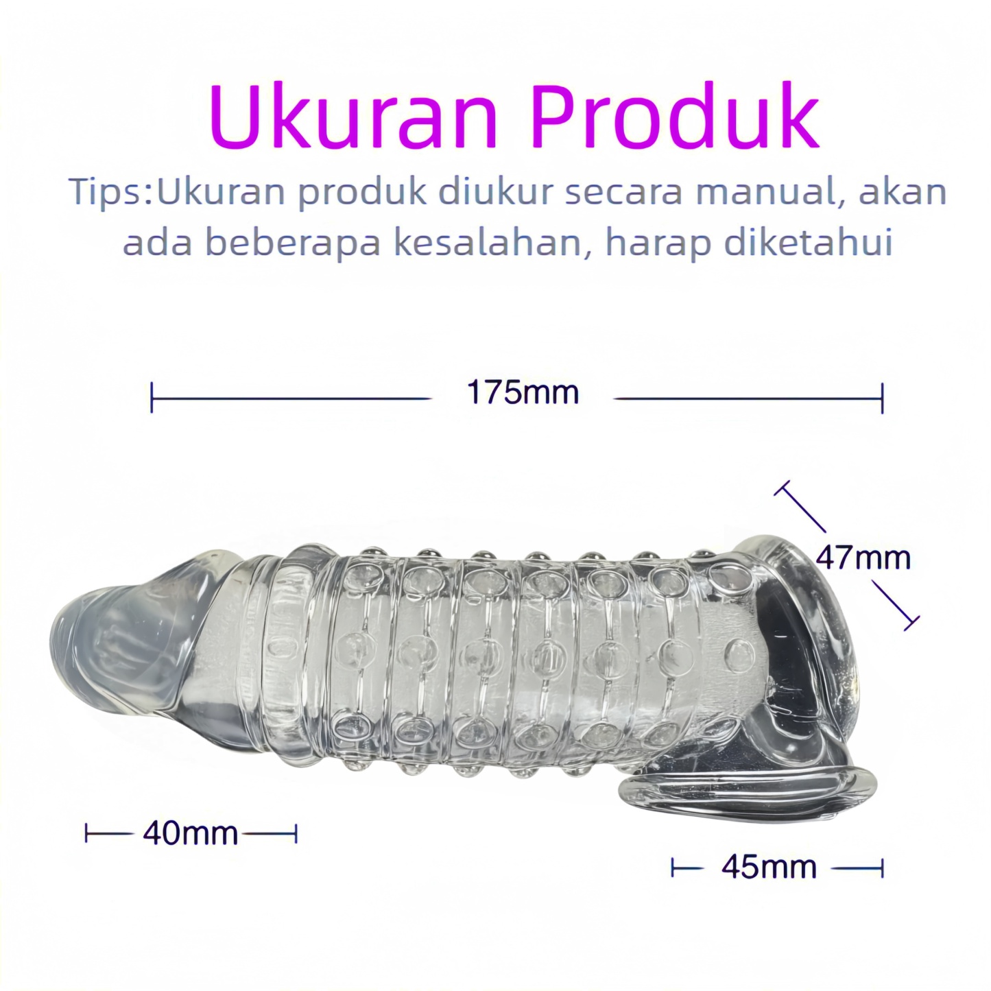 Kondom Elastis Transparan Hitam Bebas Lateks Dapat Digunakan Kembali Panjang 16cm Bukaan 4 hingga 5cm
