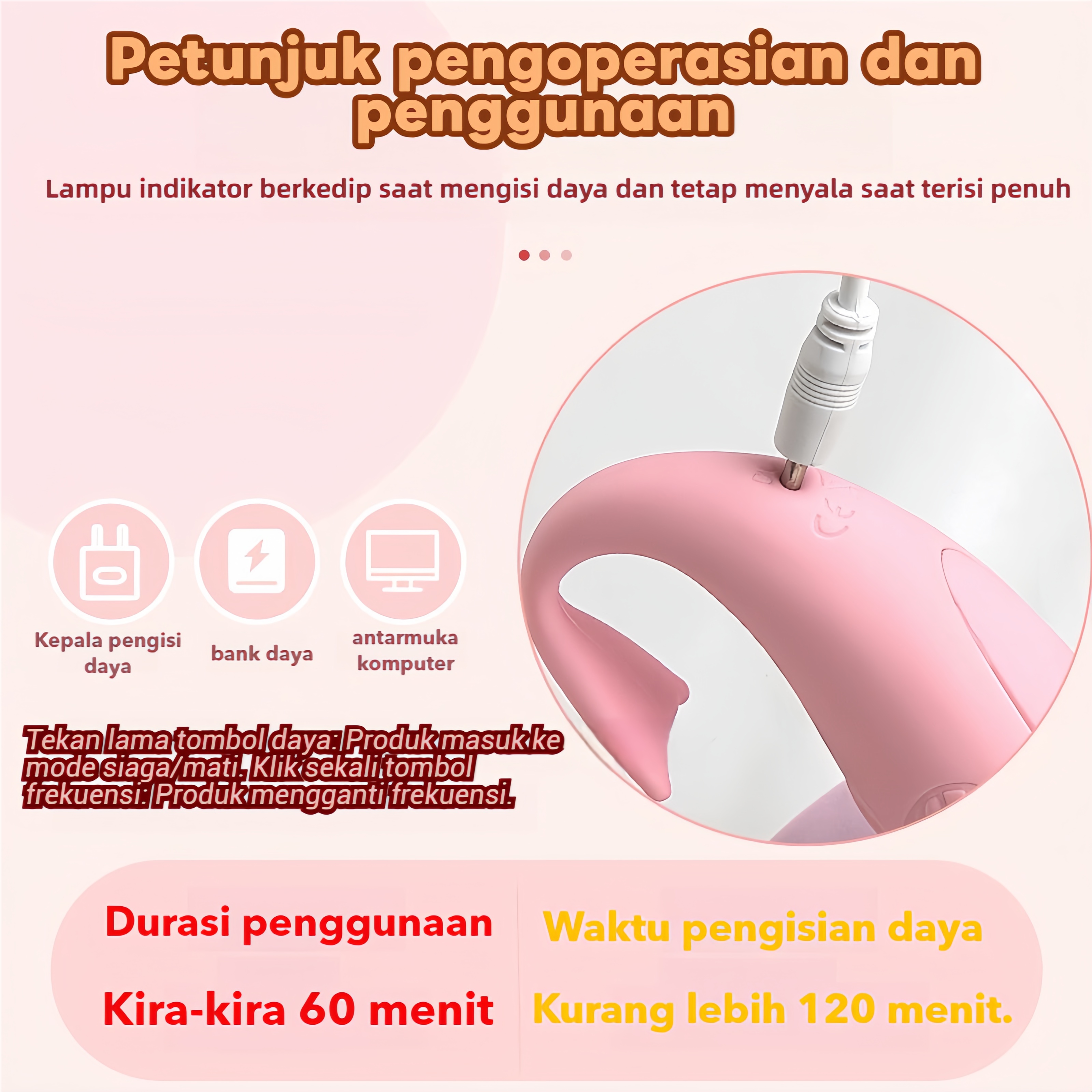 Vibrator Vagina Mini USB Rechargeable Tahan Air Silikon Lembut Panjang 8cm Diameter 2cm