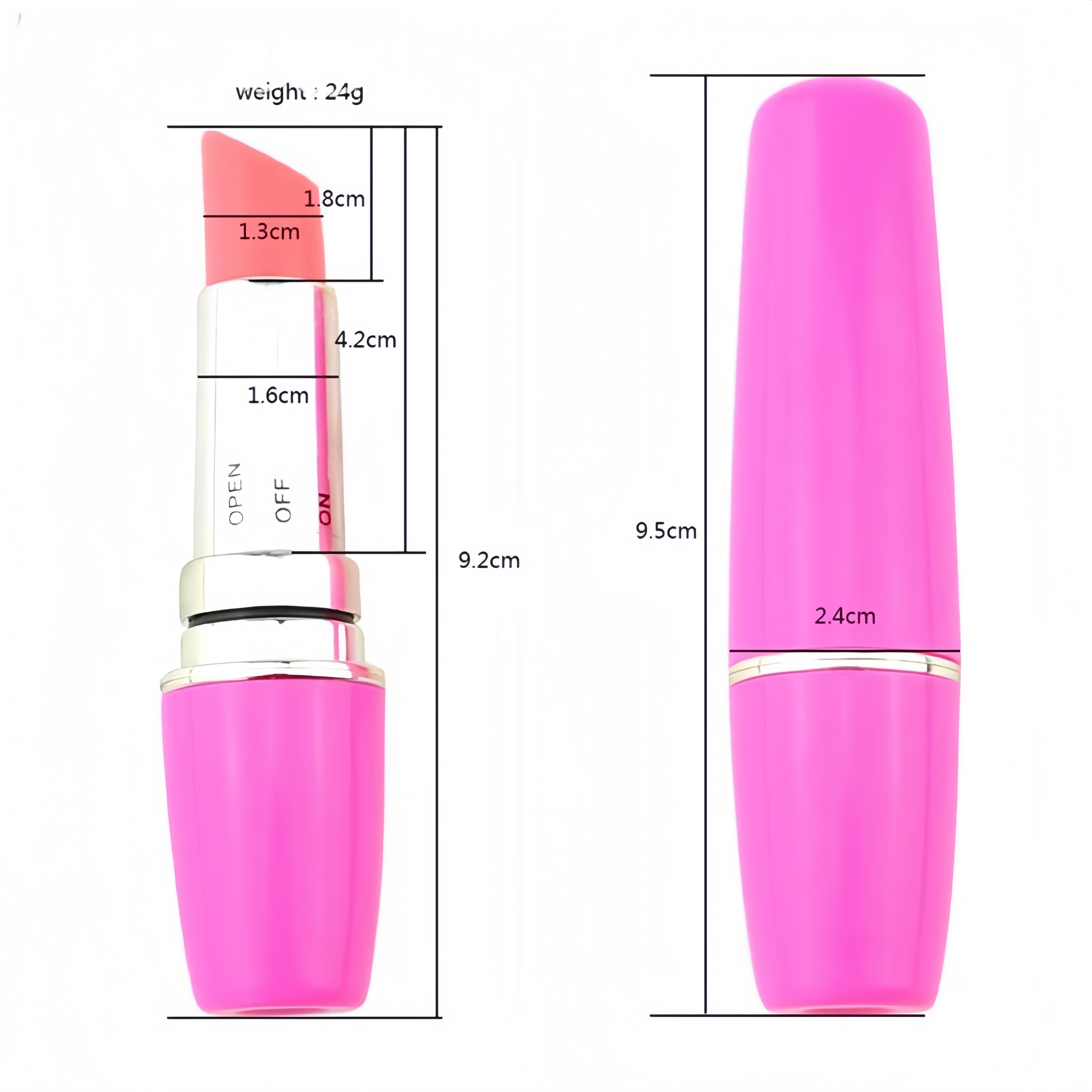 Vibrator Bentuk Lipstik Portabel dengan Multi Mode Getaran Silikon Lembut Body Safe Panjang 9cm Kedalaman 6cm Diameter 1.5cm Tahan Air Baterai 1xAA Bonus Pelumas 8ml