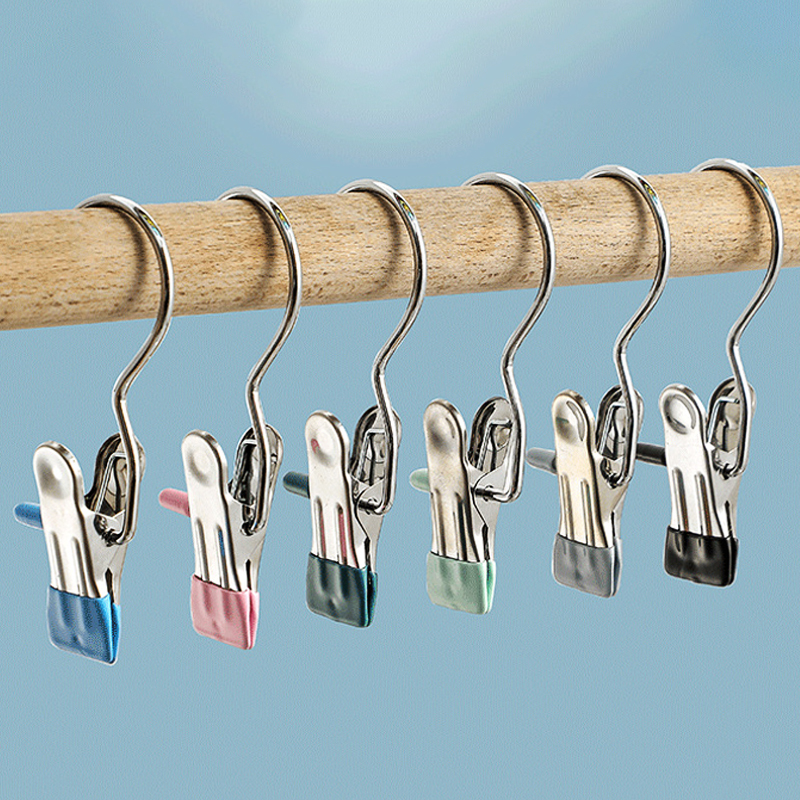 Multi-functional stainless steel clothespins 🥰Won't damage clothes during use 🌈Can hold clothes, shoes, hats, rags, gloves, etc.