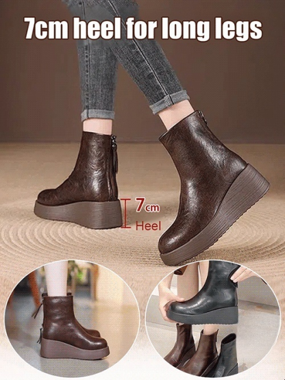👢Genuine Leather Thick-Soled Comfortable Ankle Boots 📏Height increase +7cm 💎Arch support 💎Walk without getting tired