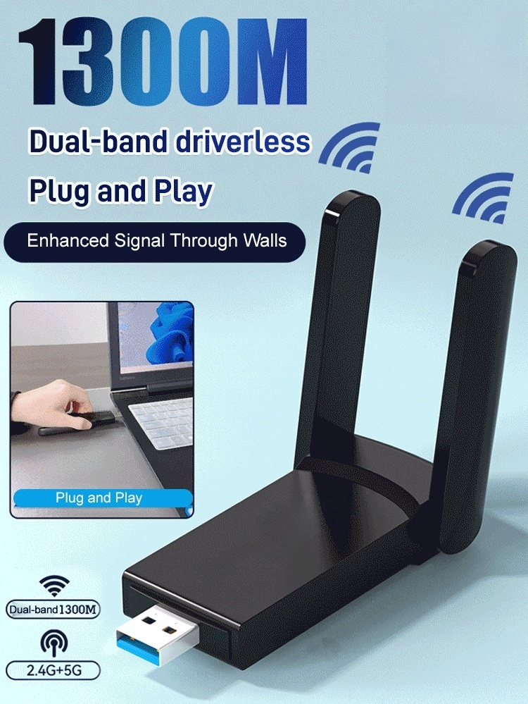 📡1300M dual-band WiFi card, fast speed, strong signal, no delay