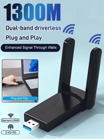📡1300M dual-band WiFi card, fast speed, strong signal, no delay