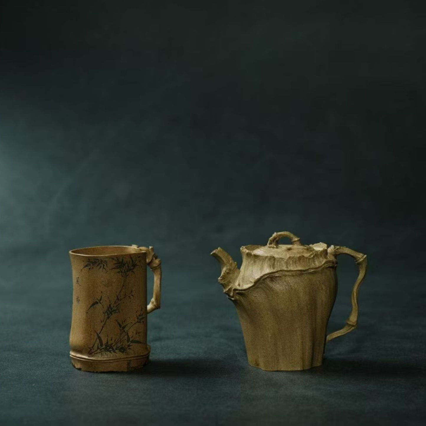 Lin Xiuming Fully Handmade Mu Zhu（Bamboo） Yixing zisha Teapot