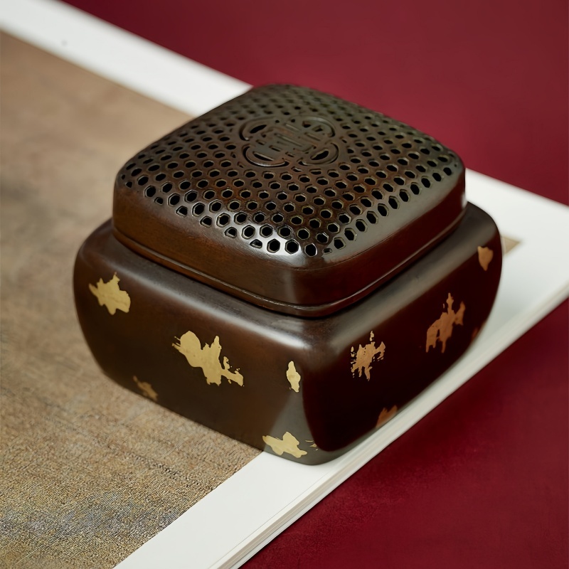 Antique-style Pure Copper Incense Burner with "Double Happiness" Design
