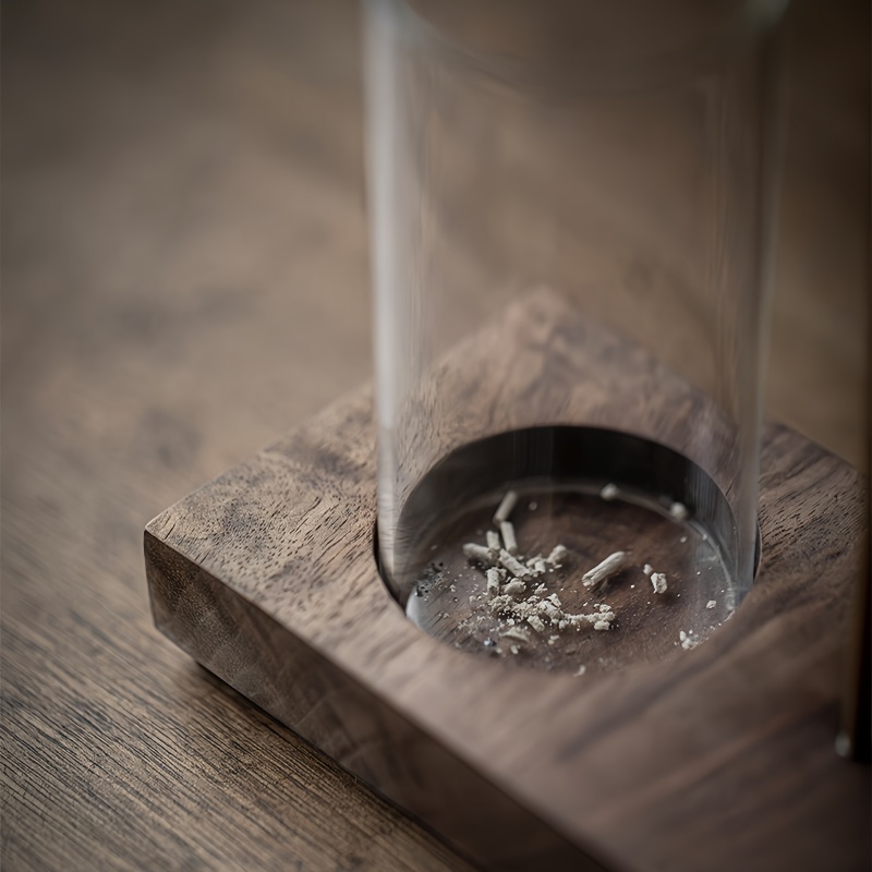 Zen Walnut Wood Hanging Incense Holder with Glass Dome