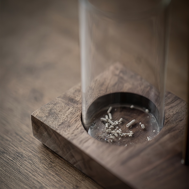 Zen Walnut Wood Hanging Incense Holder with Glass Dome