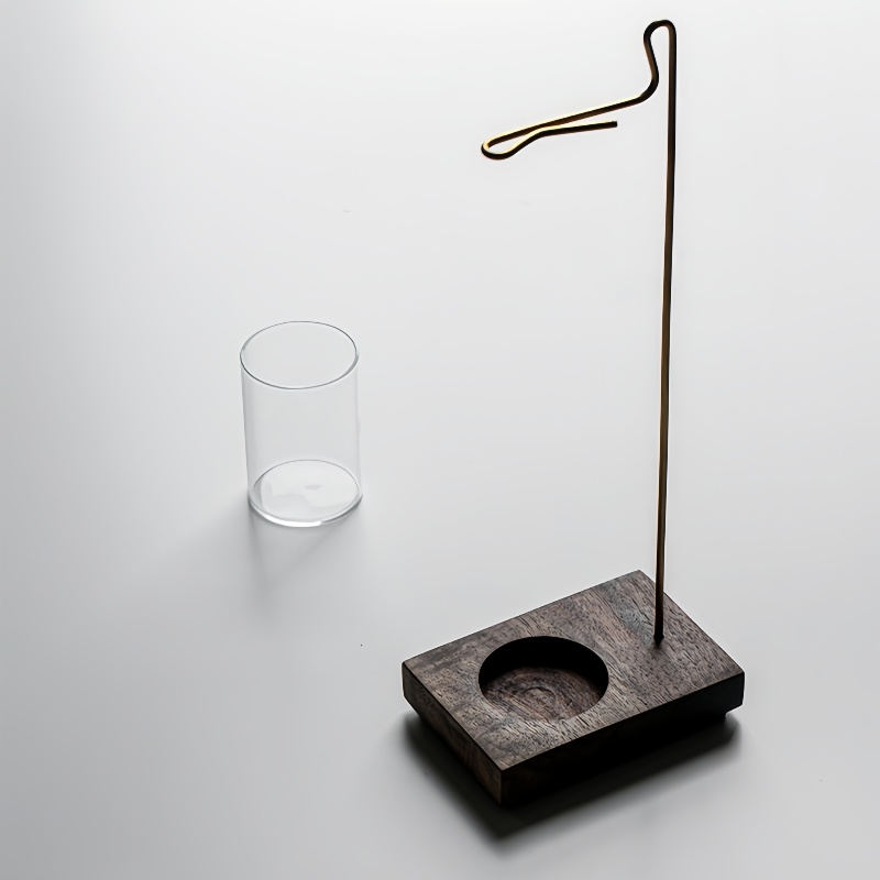 Zen Walnut Wood Hanging Incense Holder with Glass Dome