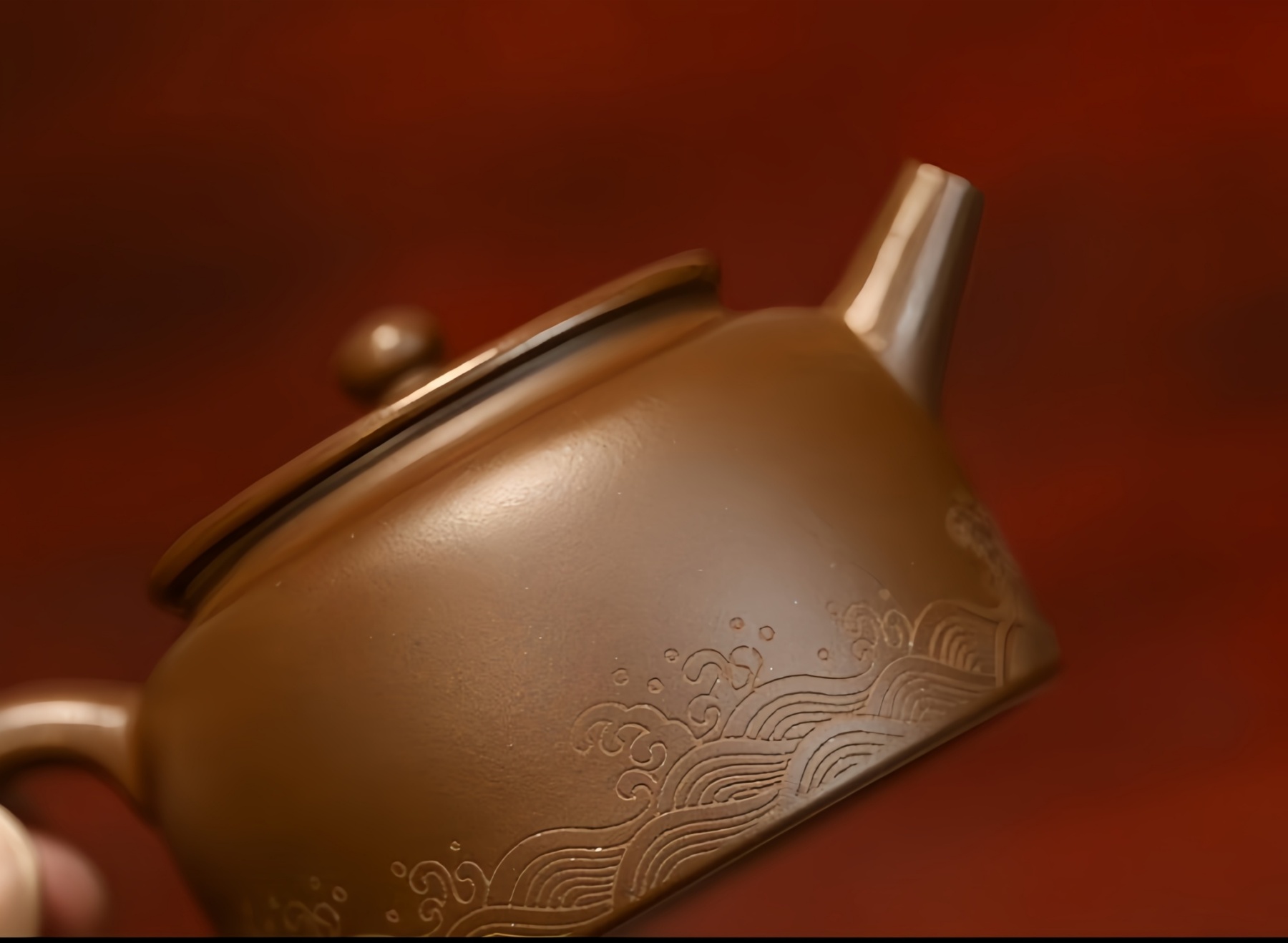 Yixing Old Purple Clay Flat Lid & Lotus Seed Zisha Teapot