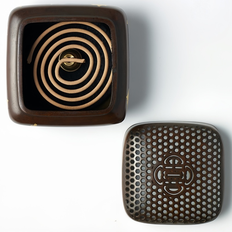 Antique-style Pure Copper Incense Burner with "Double Happiness" Design