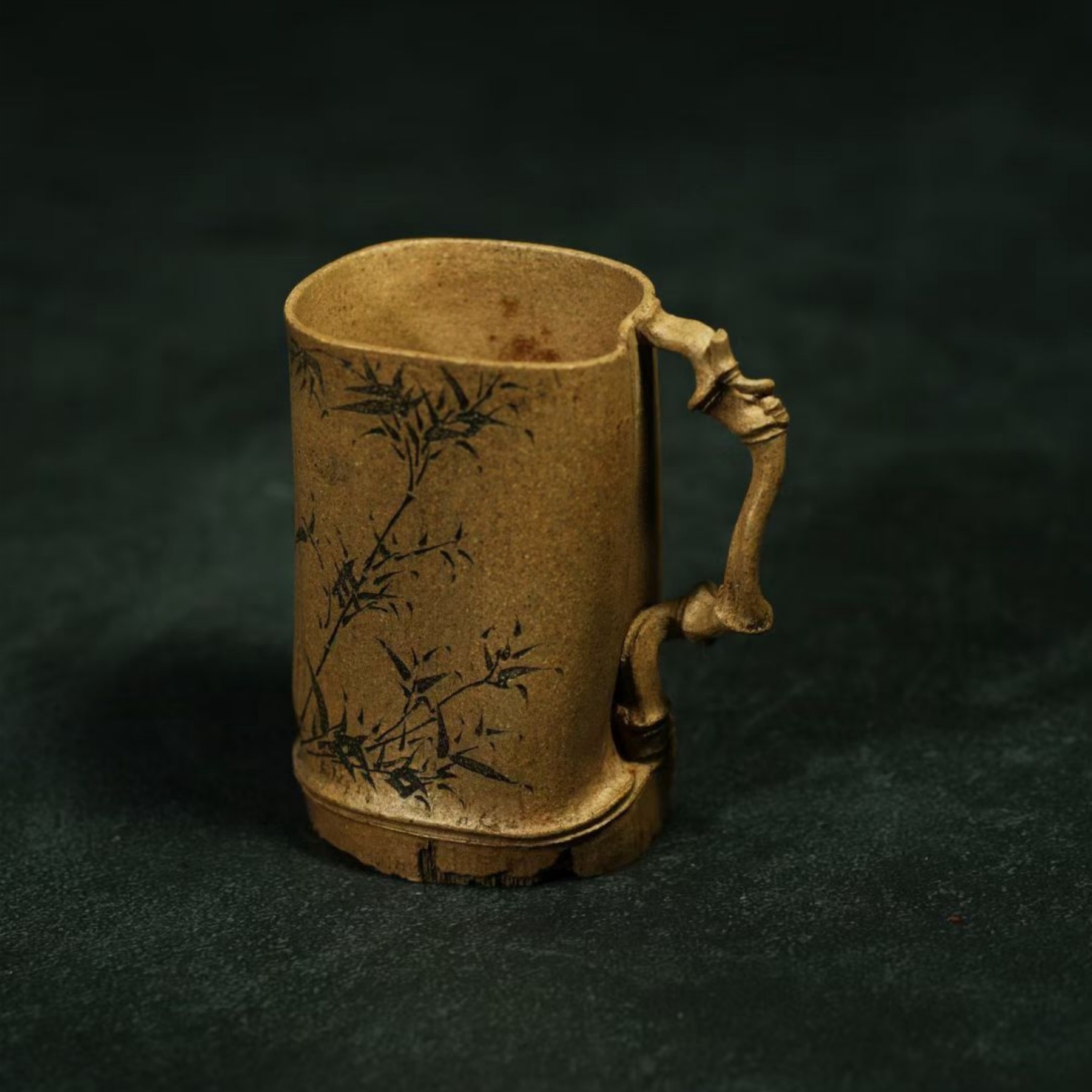 Lin Xiuming Fully Handmade Mu Zhu（Bamboo） Yixing zisha Teapot