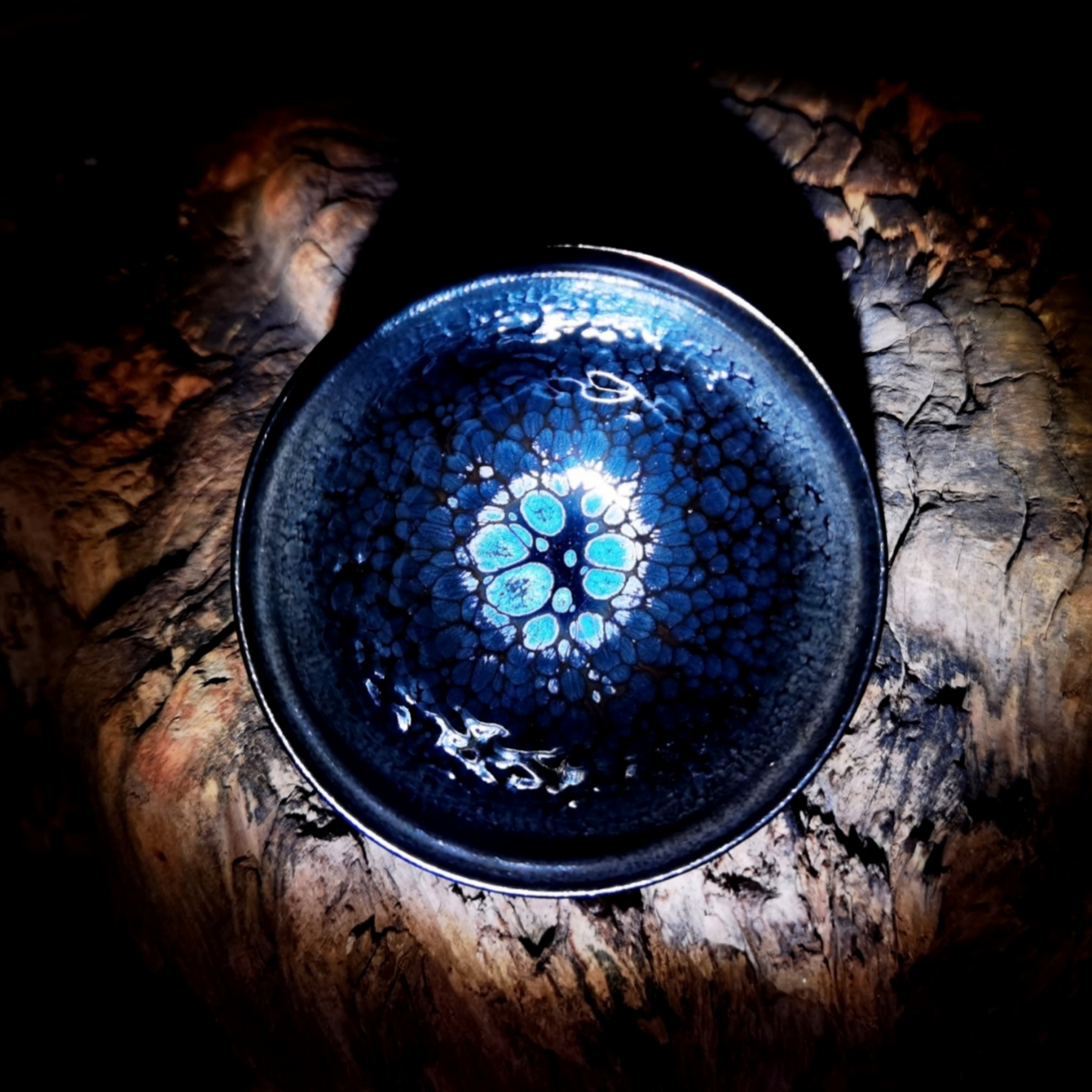 Europa's Azure Mosaics tied-mouth Yohen Jian Zhan Tea Cup