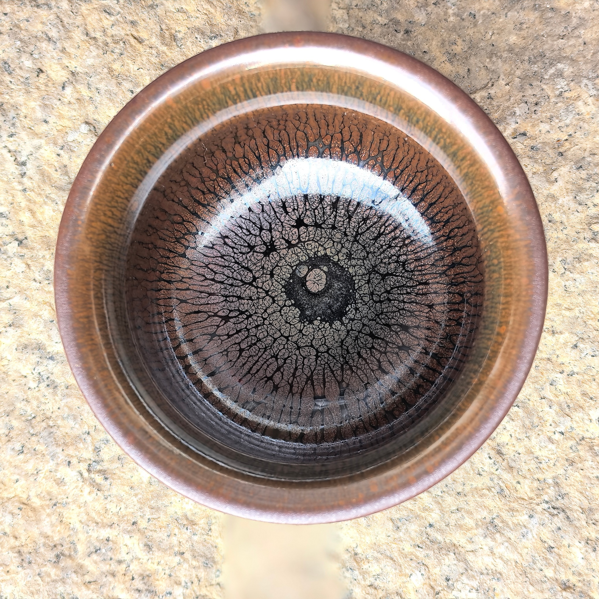 Golden Filigree Hare's Fur Bowl-Shaped Jian Zhan Master Tea Cup