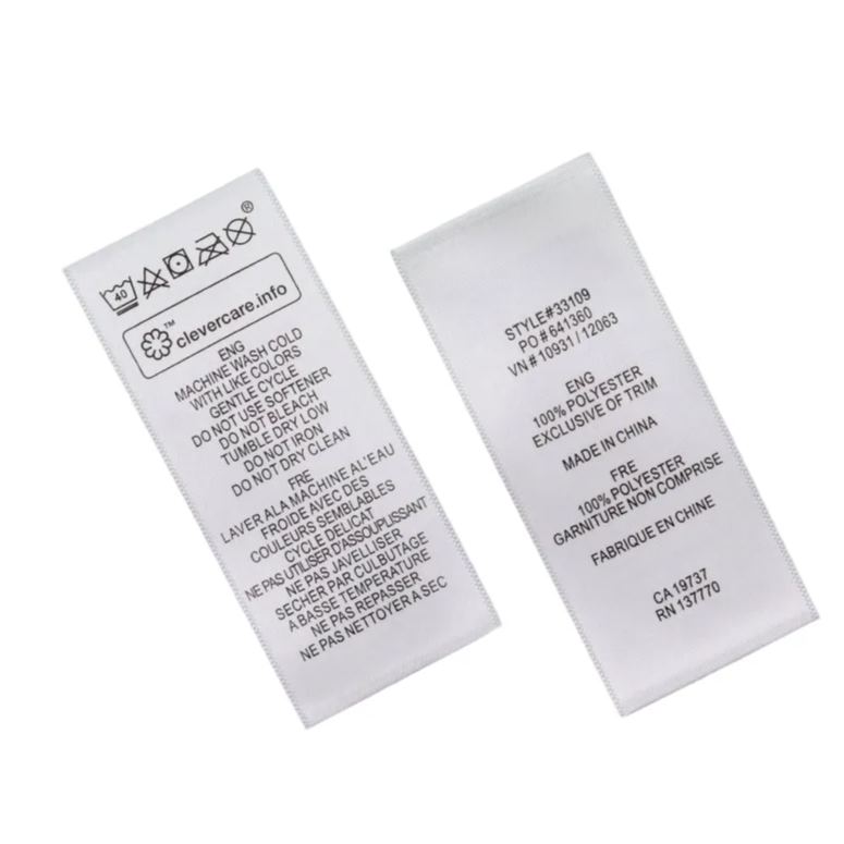 Woven edge satin textile labels