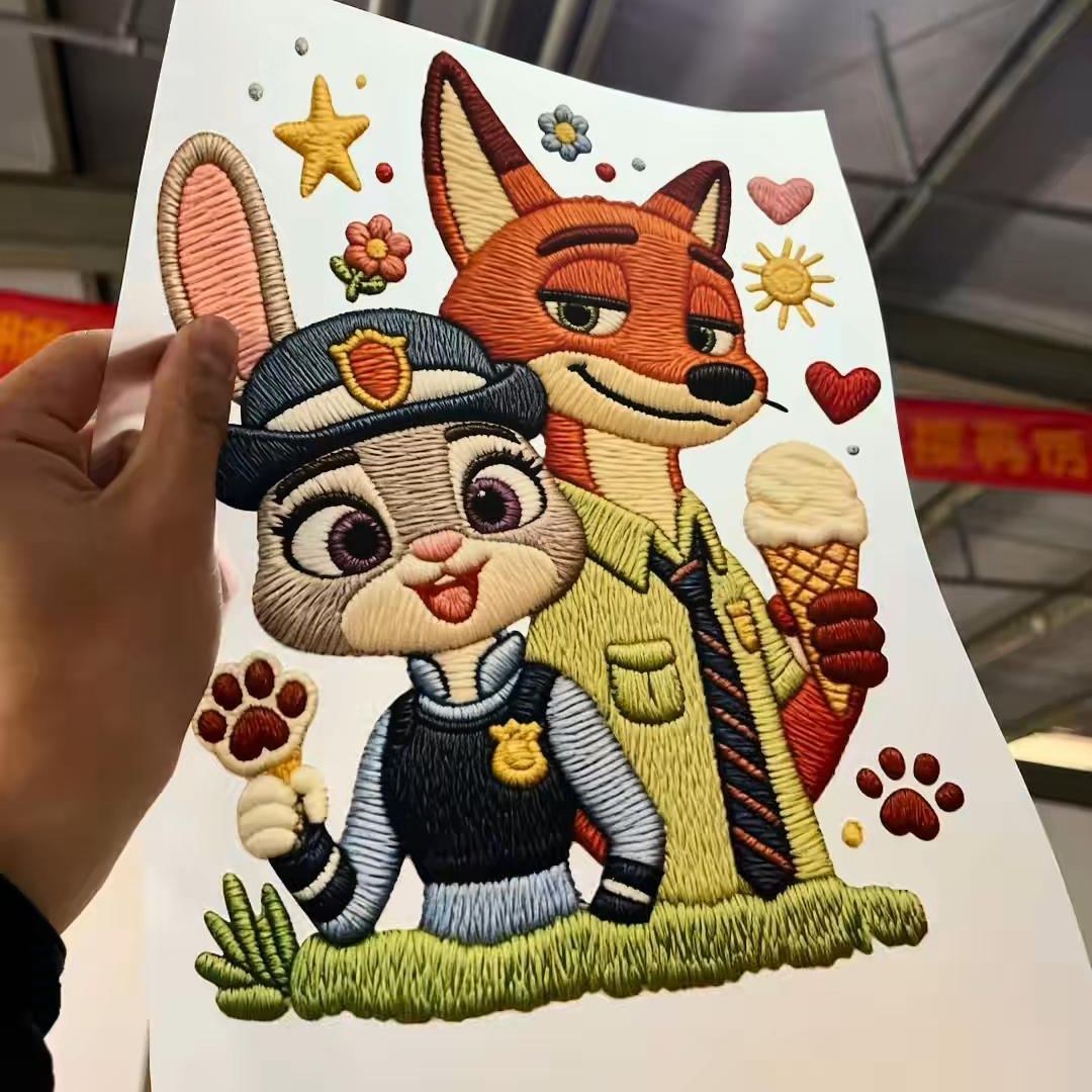 Imitation embroidery heat transfer painting series