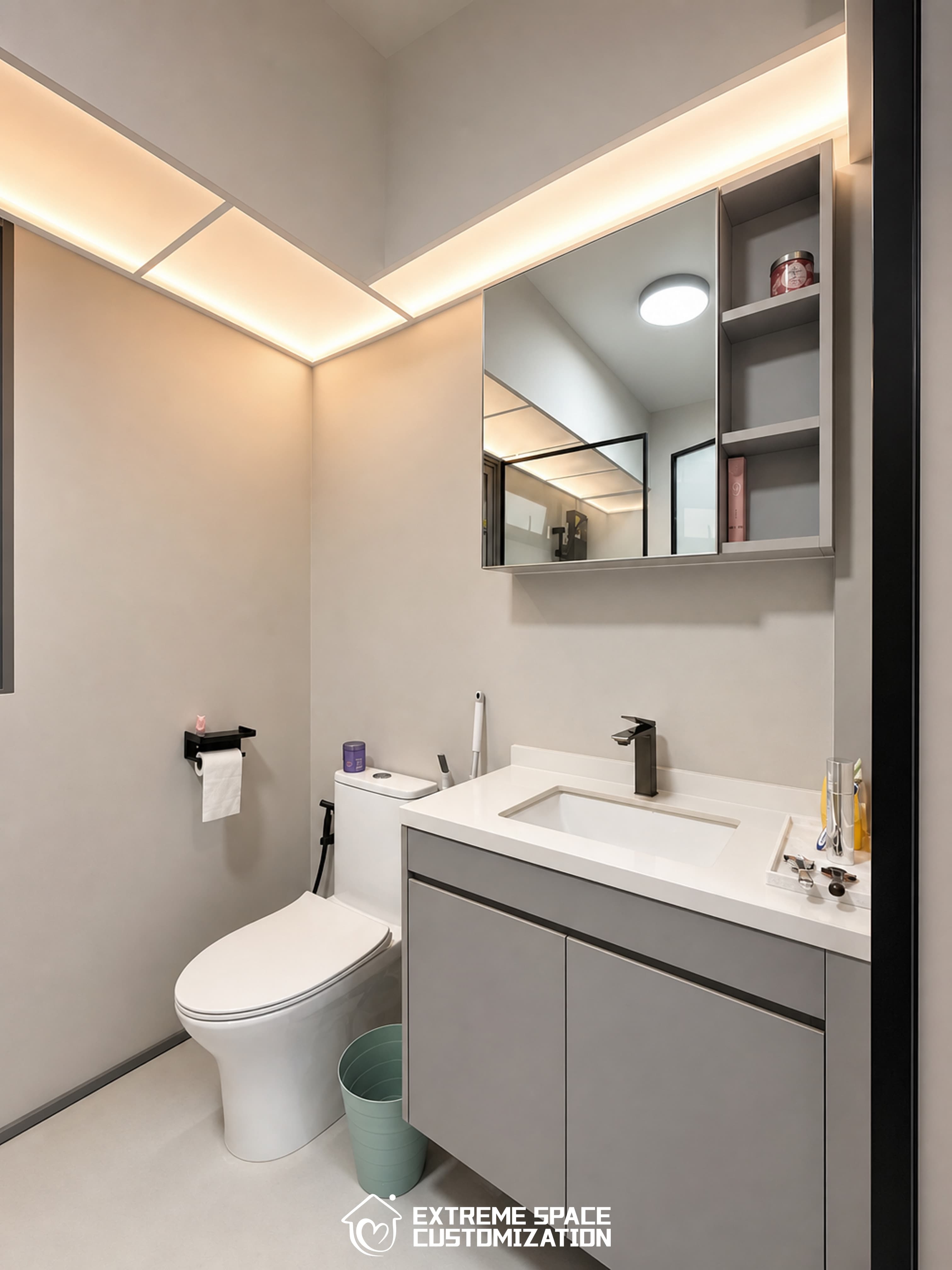 Monochrome Minimalist HDB Full House in Tengah Garden Walk