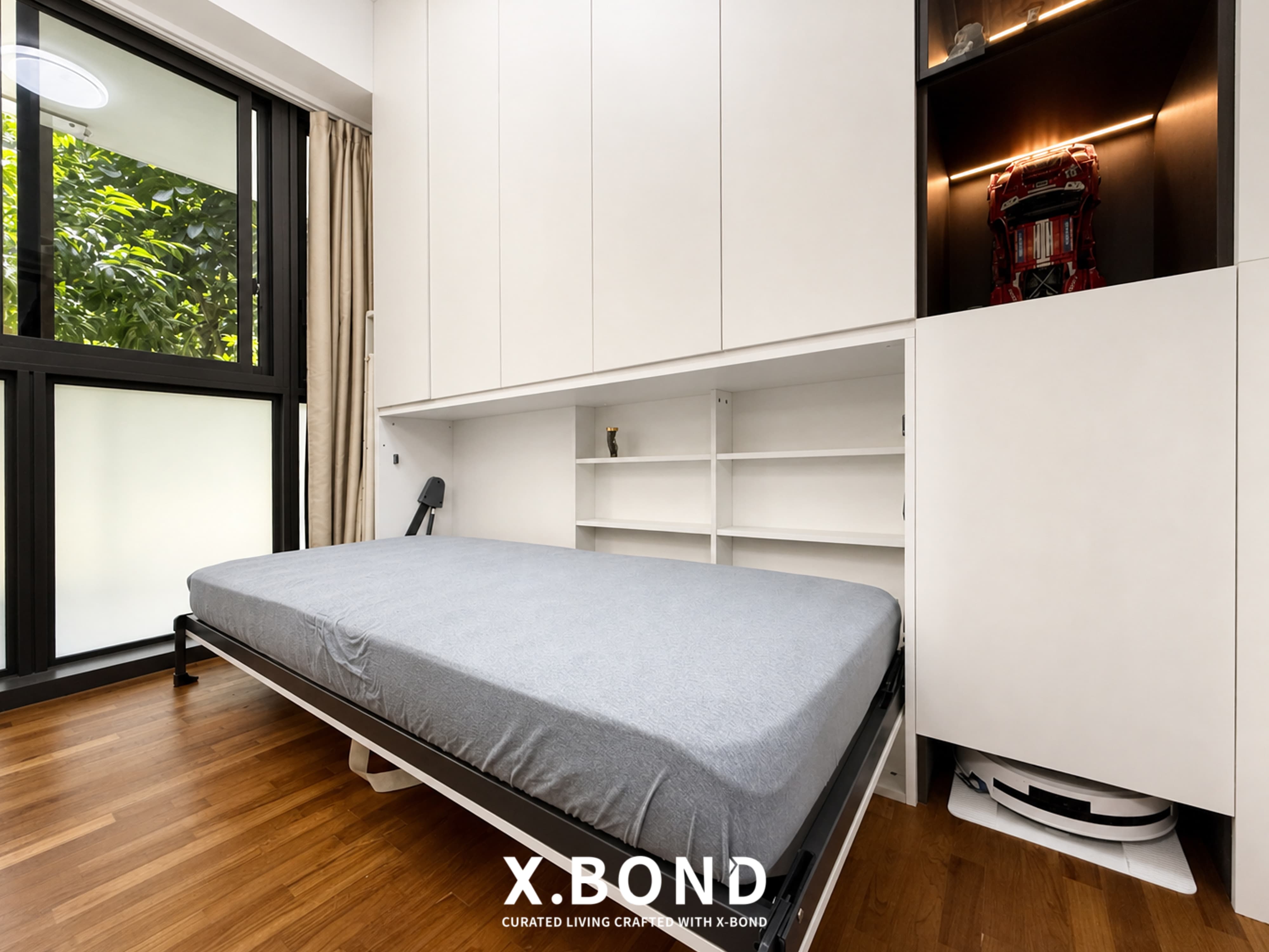Dark Wood Modern Condo with Murphy Bed in Sims Urban Oasis