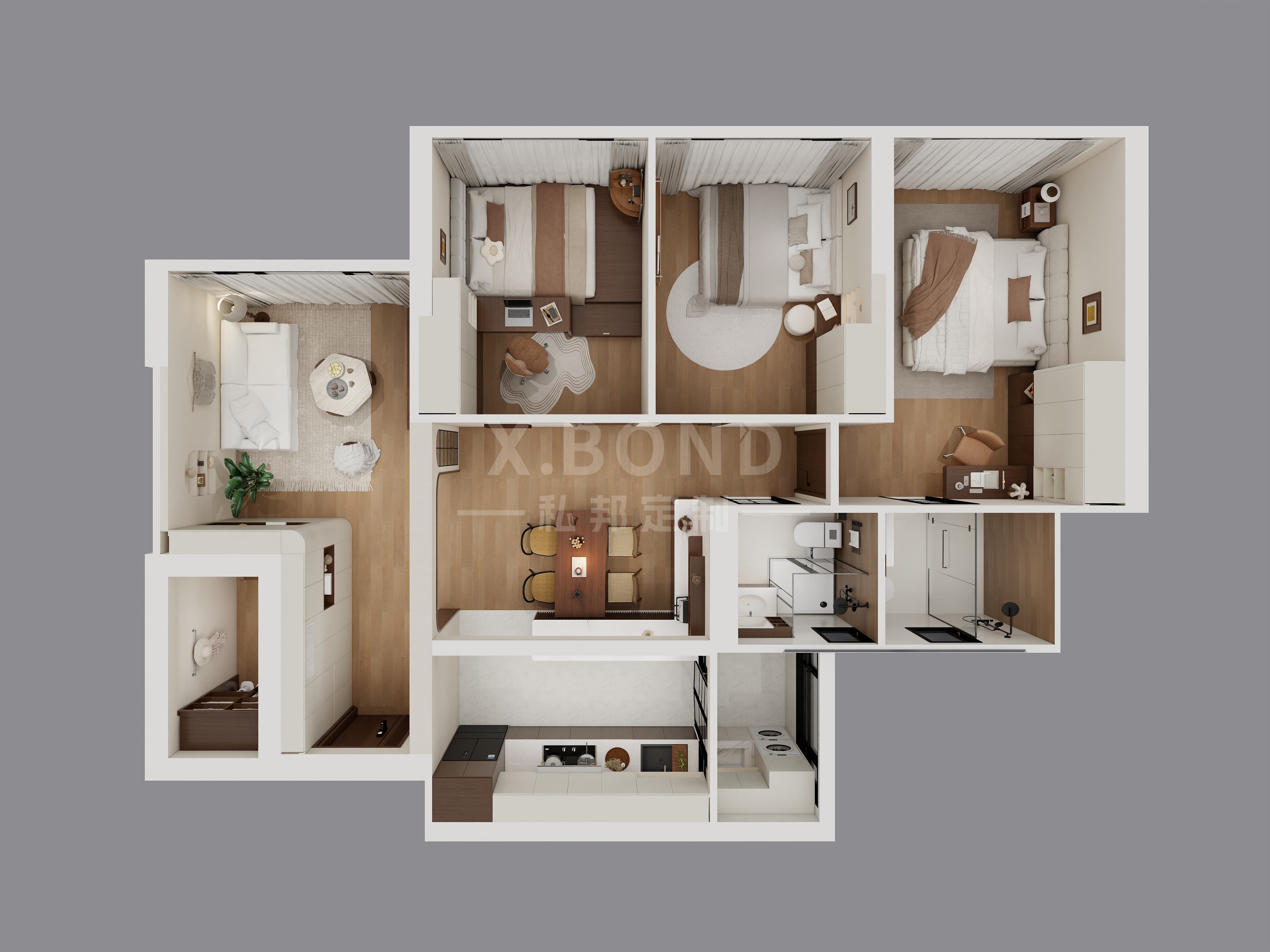 Whole-House Customization 0017: 4-Room BTO at Bartley GreenRise | Mid-Century Cream Style Design