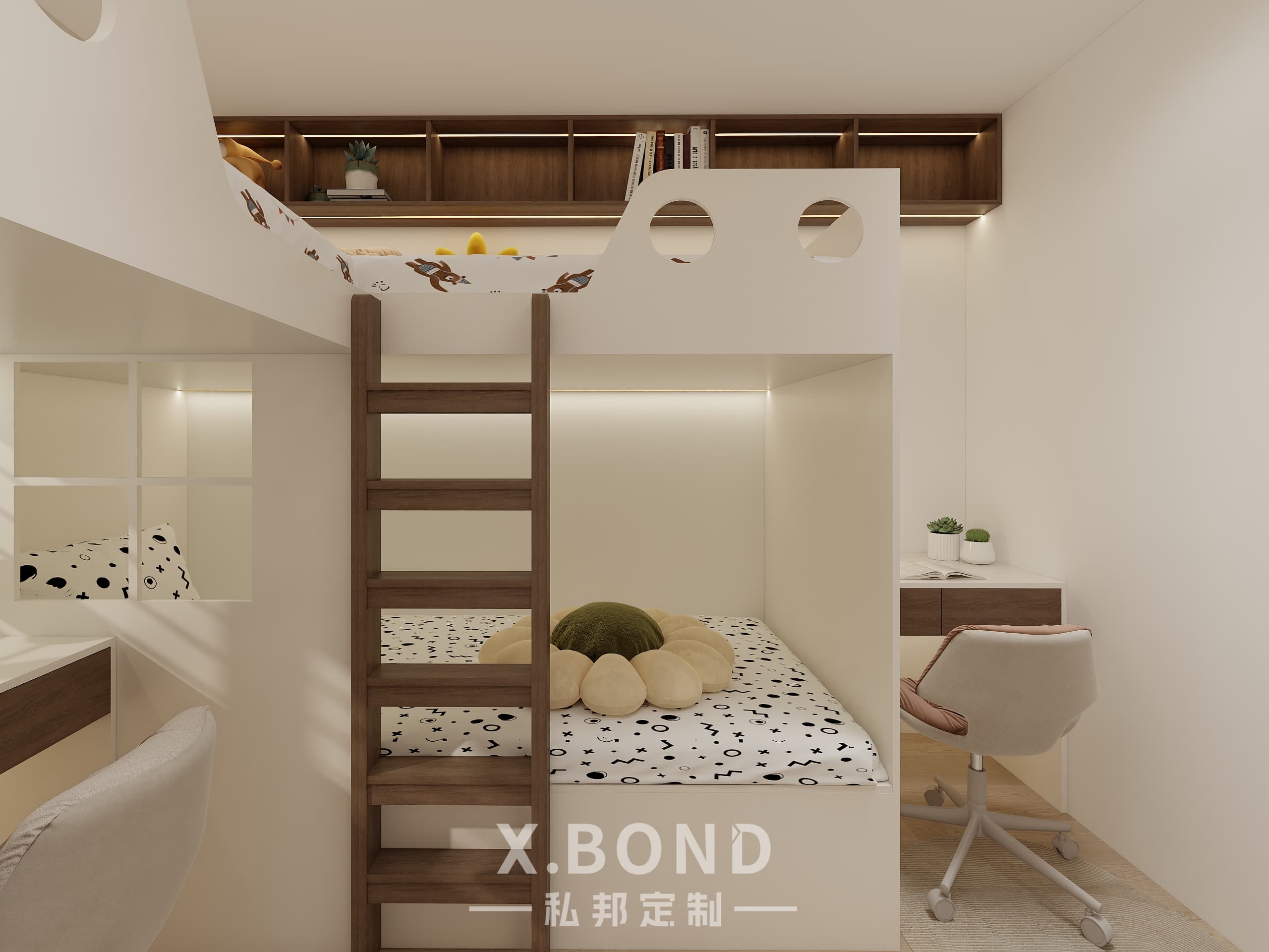 Children's Room 0018 | Modern Triple Bunk Bed