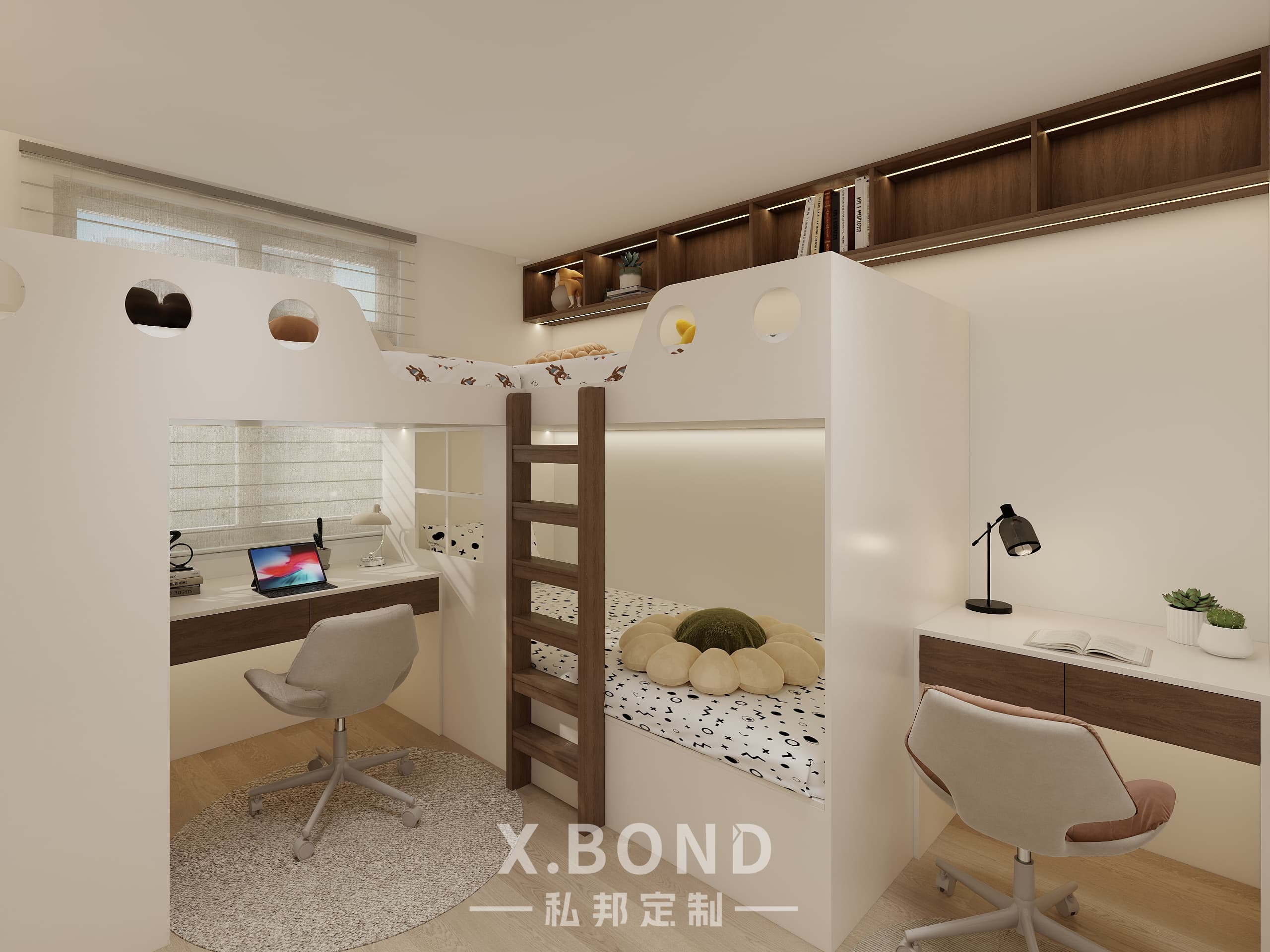 Children's Room 0018 | Modern Triple Bunk Bed