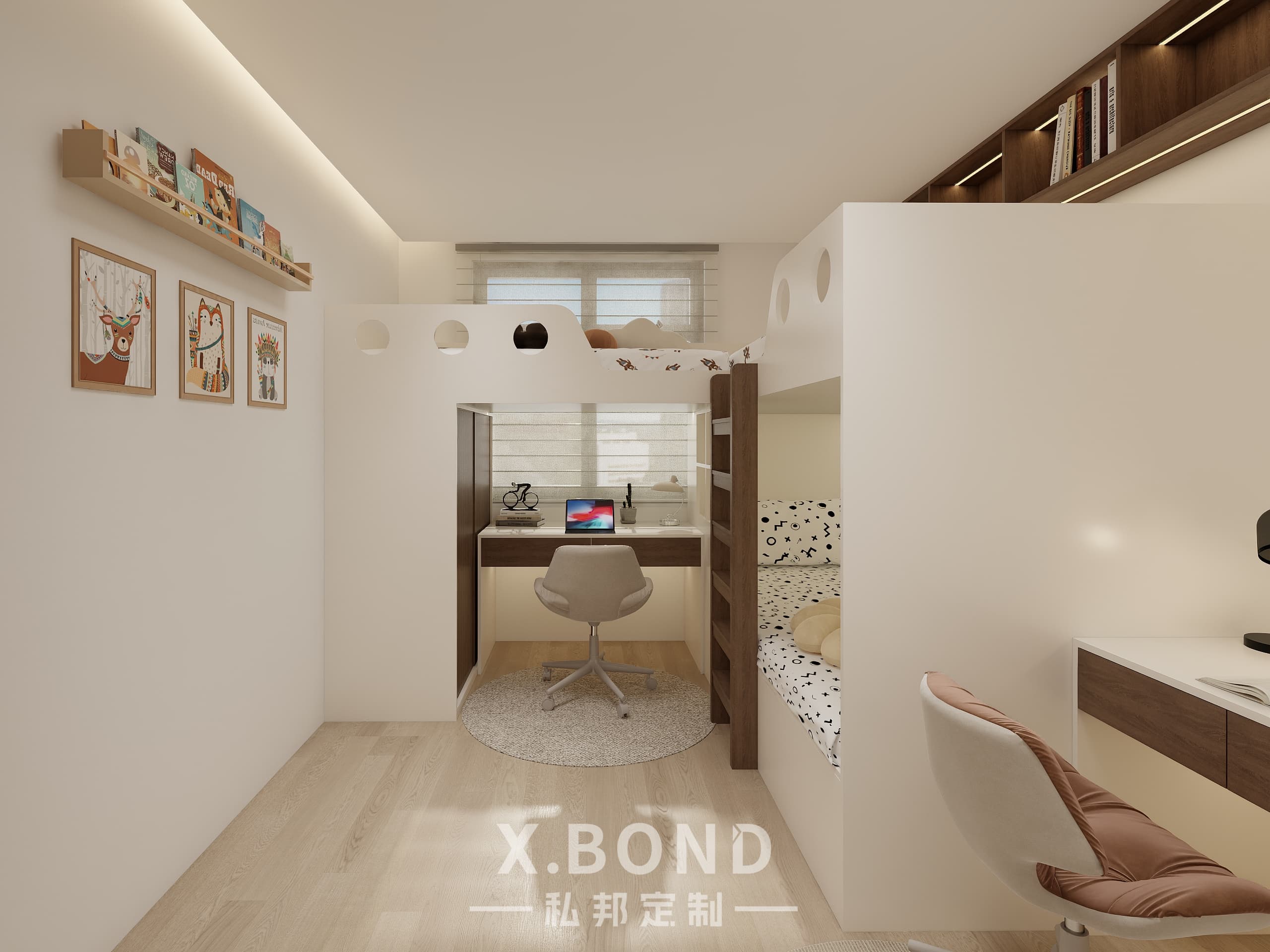 Children's Room 0018 | Modern Triple Bunk Bed