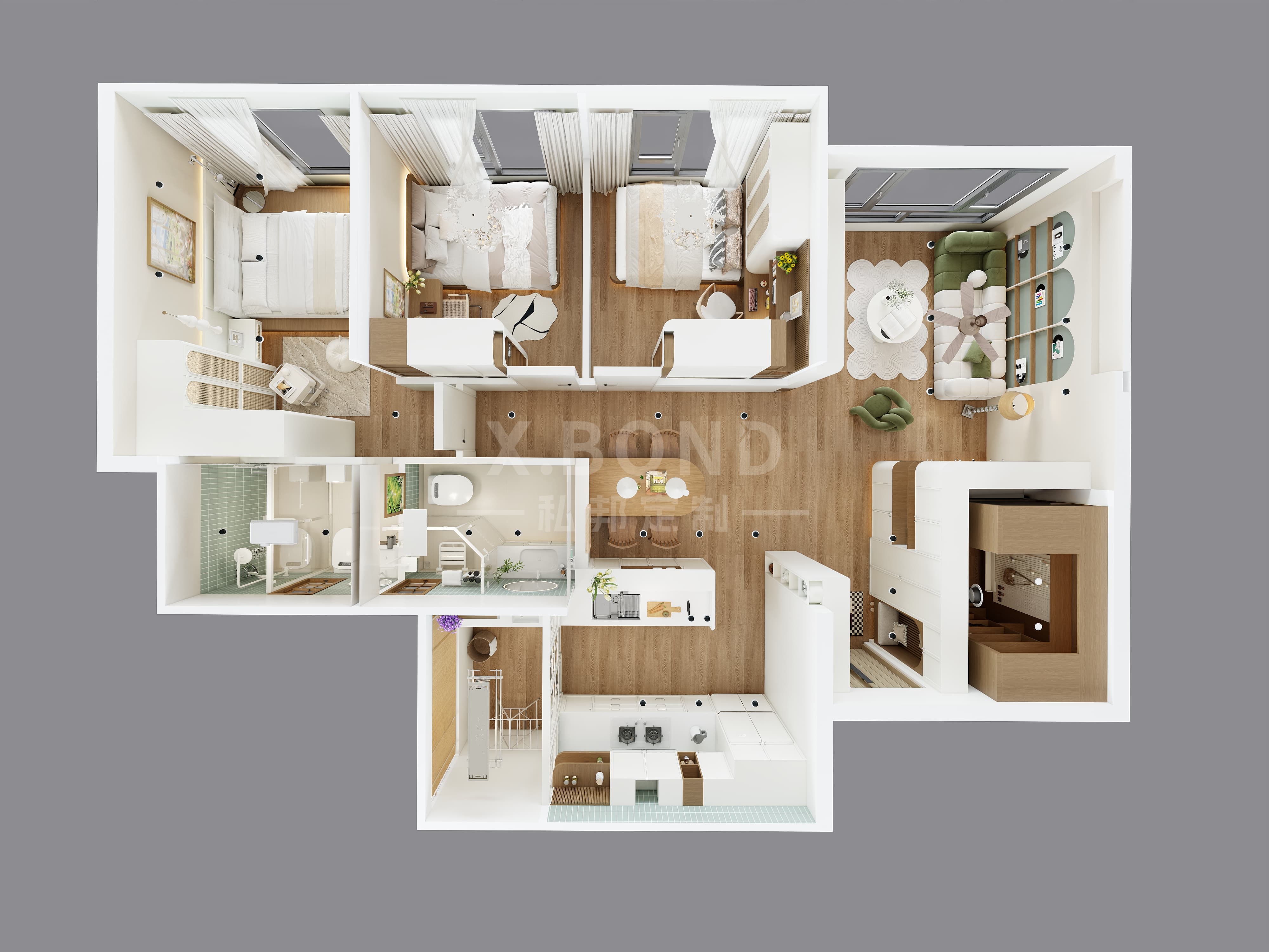 Whole-House Customization 0020: 4-Room BTO at Parc Residences Tengah | French Cream Style Design