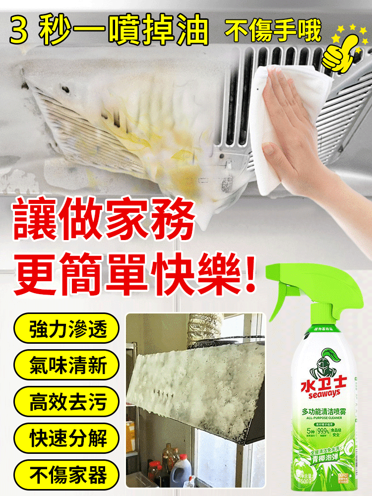 【全屋清洗免水洗】水衛士多功能清潔噴霧
