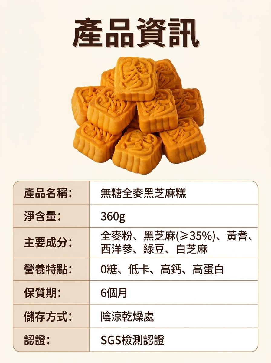 無糖全麥黑芝麻蛋糕