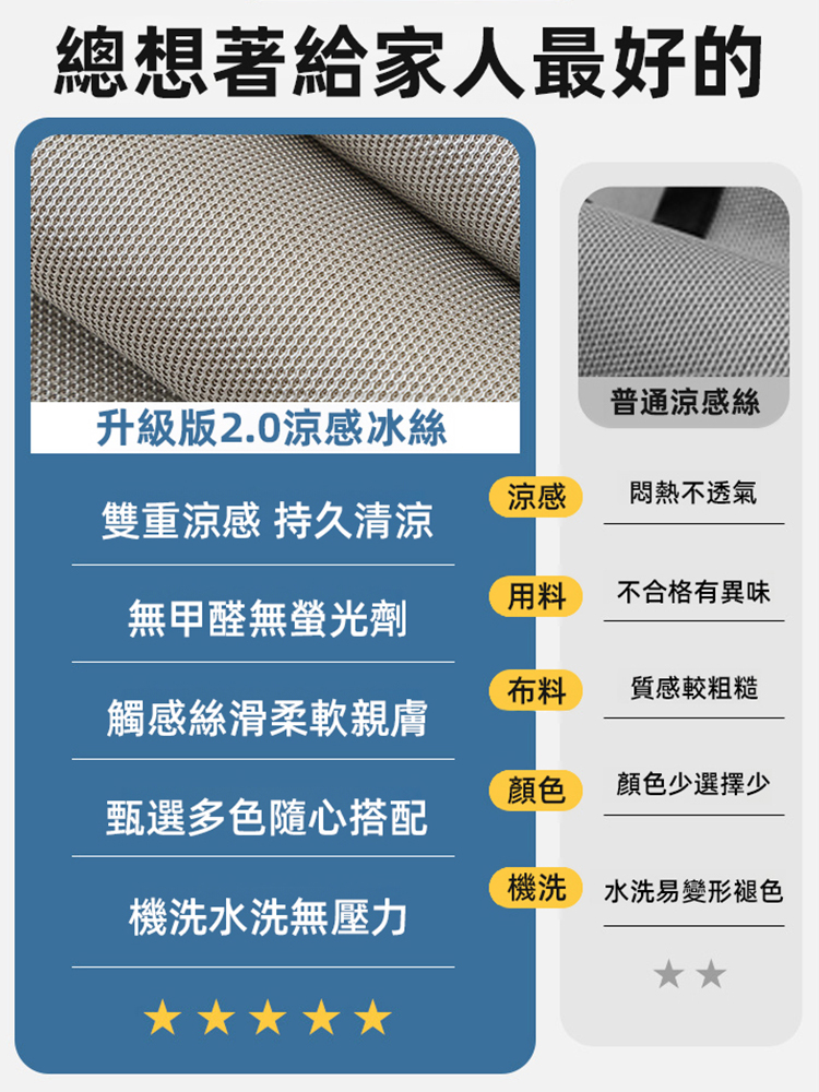 【會呼吸的布料】涼感冰絲防滑沙發墊