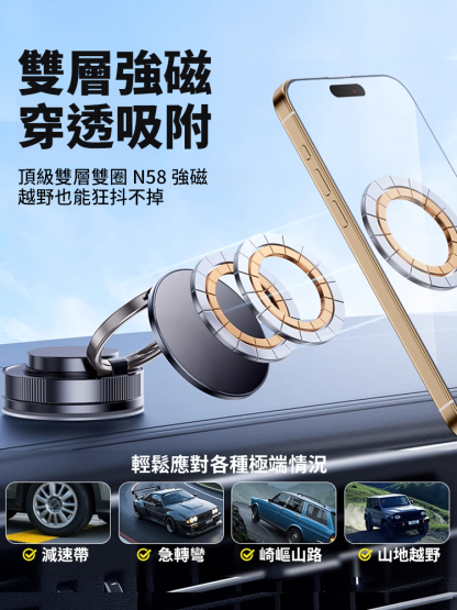 【真空吸附】磁吸車載手機支架