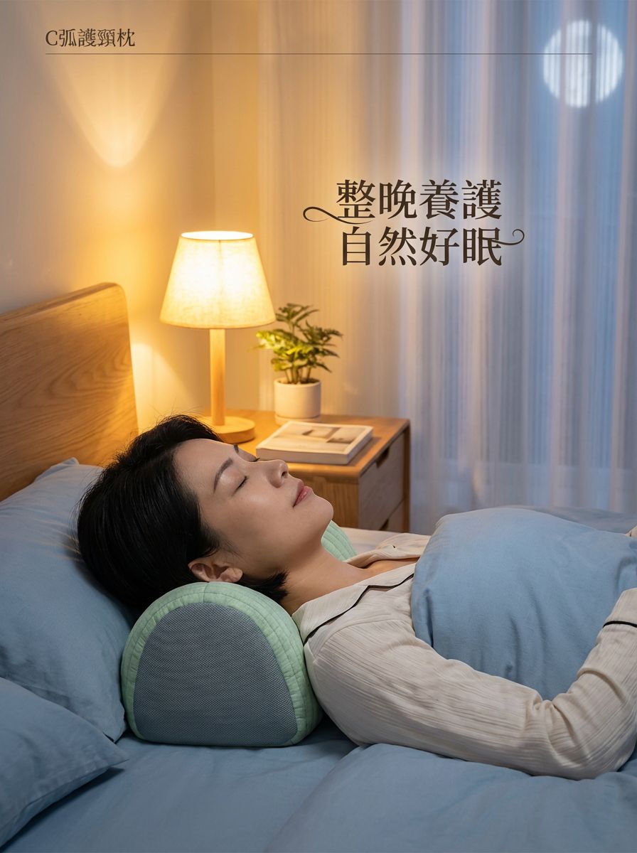 C弧度物理牽引全麥護頸枕頭