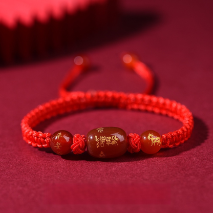 手工編織紅色瑪瑙十二生肖守護神手鍊
