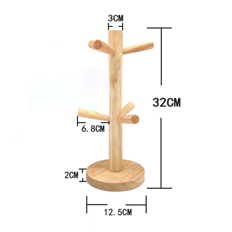 馬克杯架家用樹形懸掛式瀝水木質杯架咖啡杯架廚房杯收納置物架