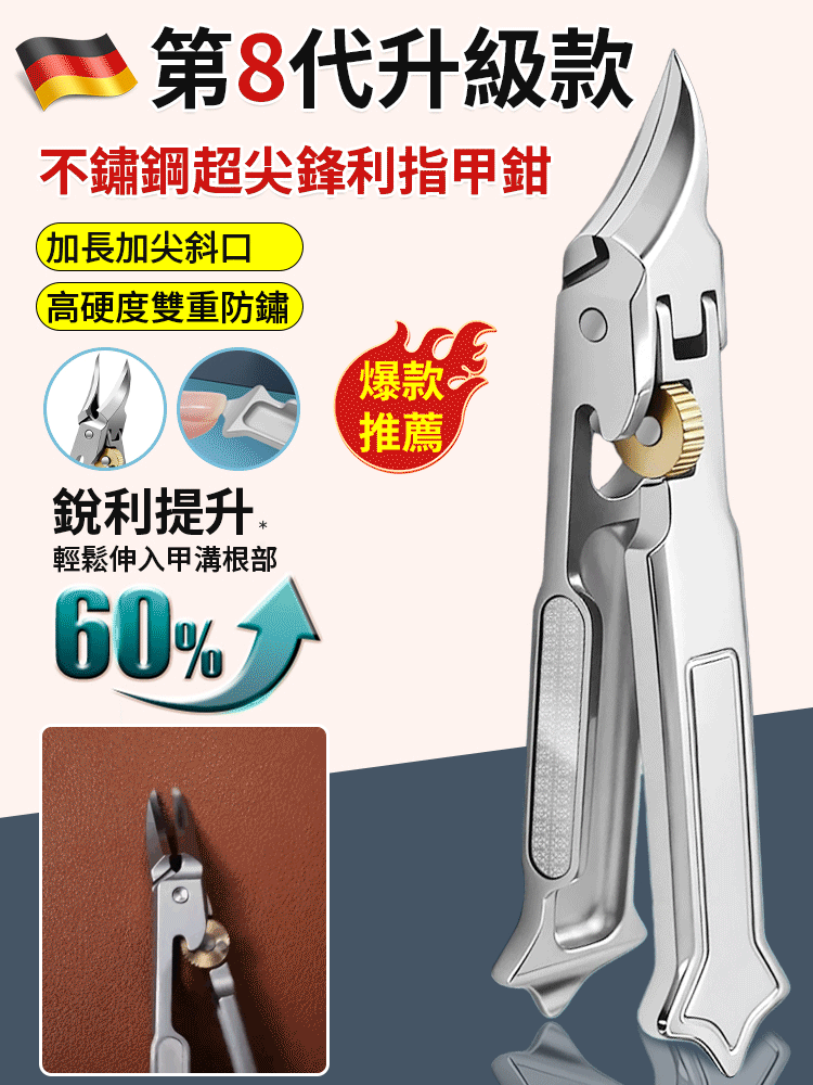 升級款不鏽鋼超尖鋒利指甲鉗