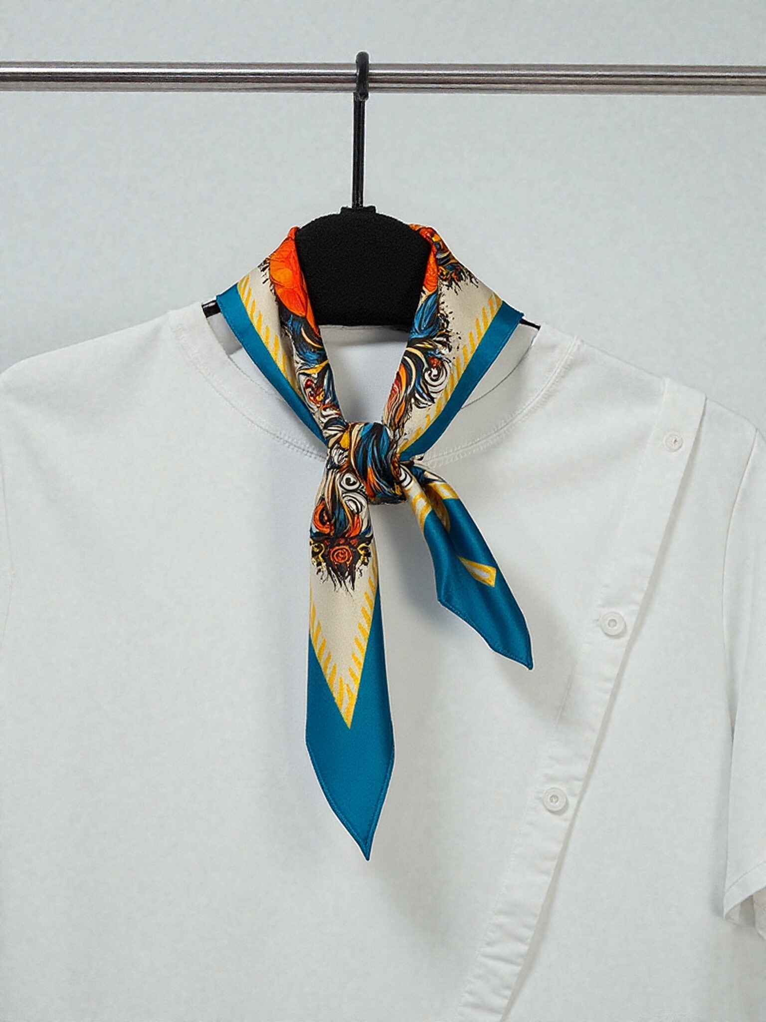 🐓Radiant Dawn – Rooster Zodiac Silk Scarf