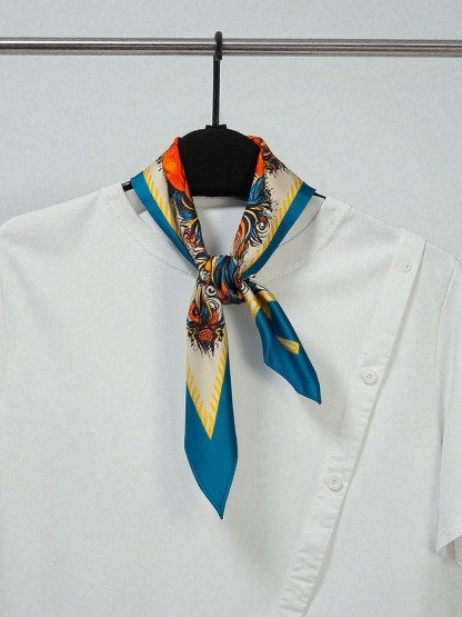 🐓Radiant Dawn – Rooster Zodiac Silk Scarf