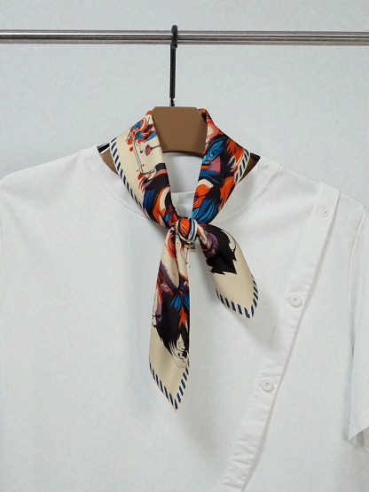 🐒Golden Wit – Monkey Zodiac Silk Scarf