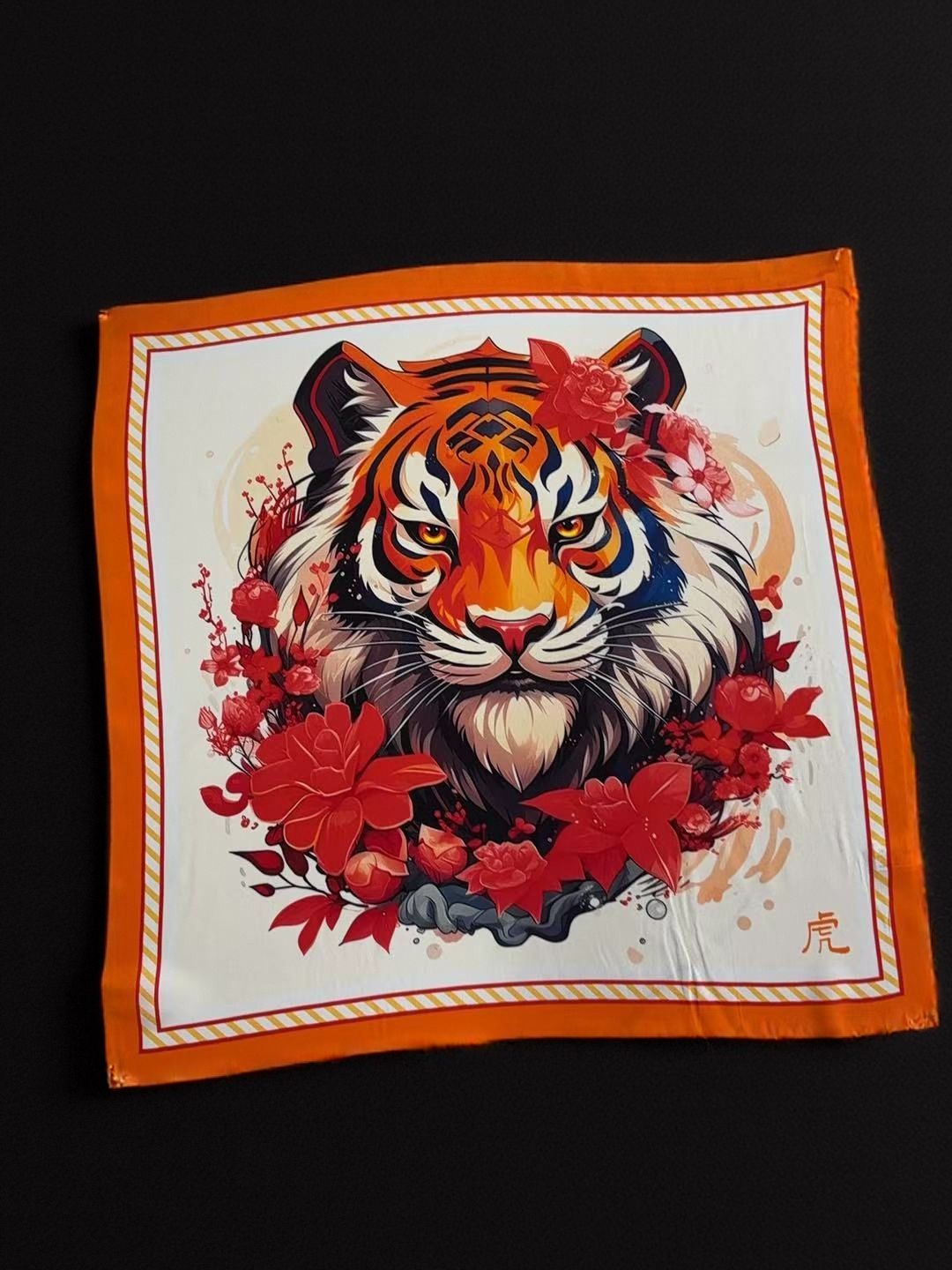 🐯Fearless Bloom – Tiger Zodiac Silk Scarf