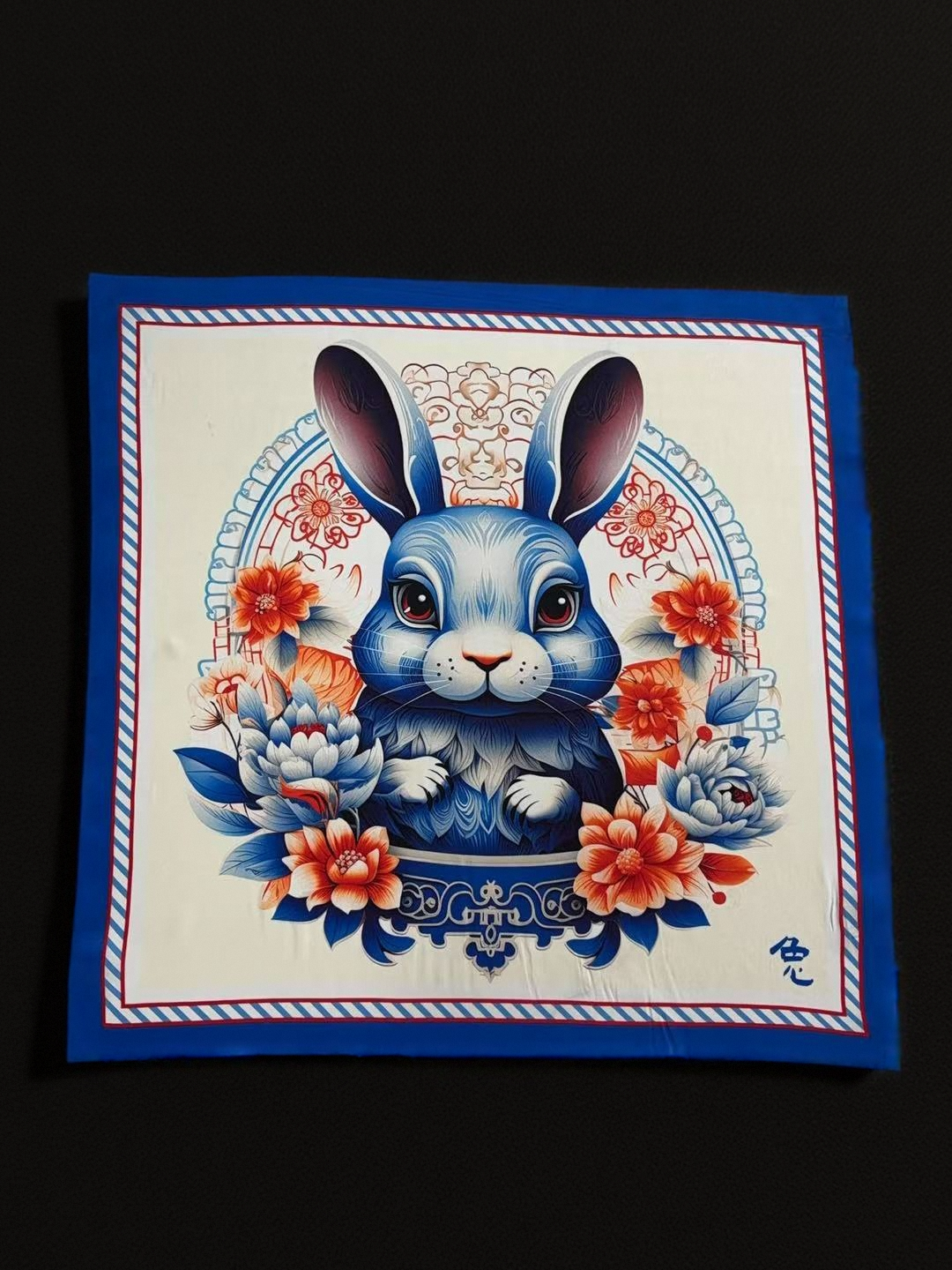 🐰Moonlit Serenity – Rabbit Zodiac Silk Scarf