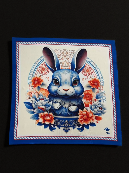🐰Moonlit Serenity – Rabbit Zodiac Silk Scarf