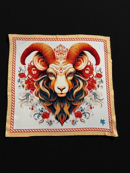 🐐Gentle Muse – Goat Zodiac Silk Scarf