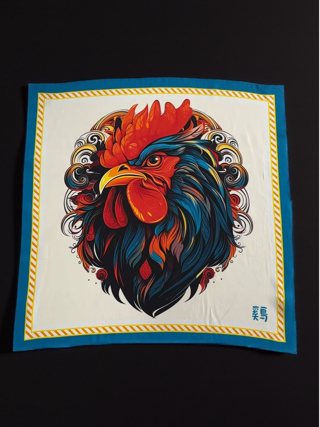 🐓Radiant Dawn – Rooster Zodiac Silk Scarf
