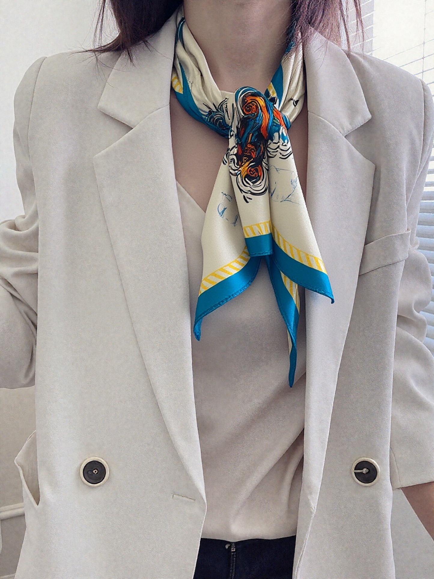 🐓Radiant Dawn – Rooster Zodiac Silk Scarf